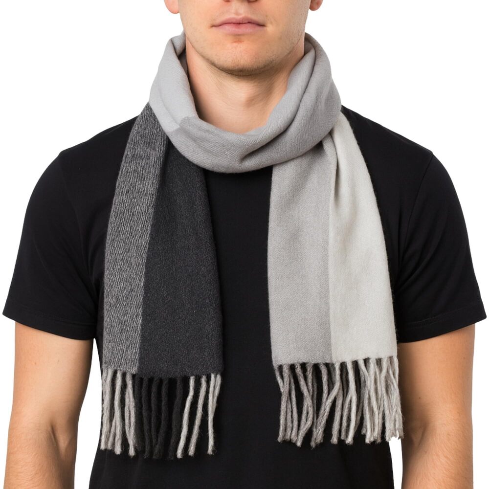9308 Plaid Scarf Softer Than Cashmere Scarves Winter Shawl Black Gray